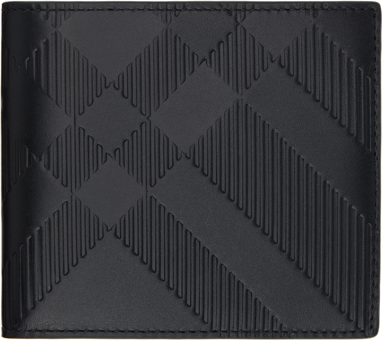 Denarnica Burberry Embossed Check Bifold Coin Wallet Črna | 8103992, 0