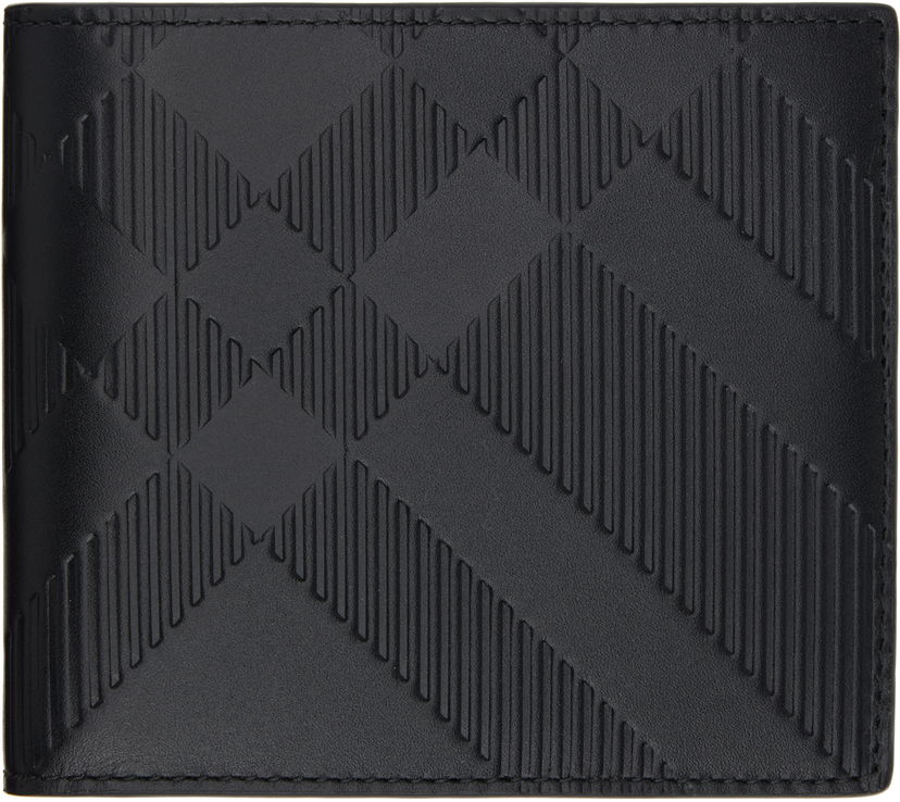 Denarnica Burberry Embossed Check Bifold Coin Wallet Črna | 8103992