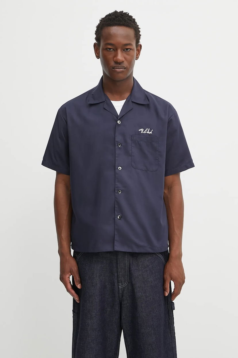 Srajce Neighborhood NEIGHBORHOOD Solid-Color Hawaiian Shirt Mornarica | 251TSNH.SHM07