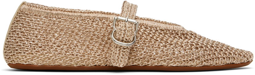 Obleke Alaïa ALAÏA Open Knit Ballerina Flats Bež | AA3A029TK047