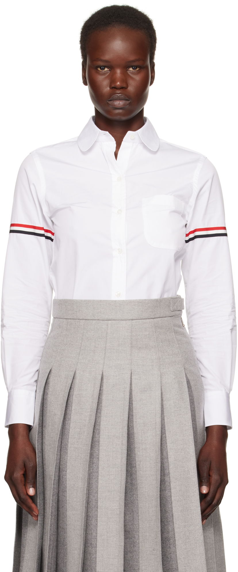 Srajce Thom Browne Oxford Classic Round Collar Shirt With Long Sleeves Bela | FLL019E-03113