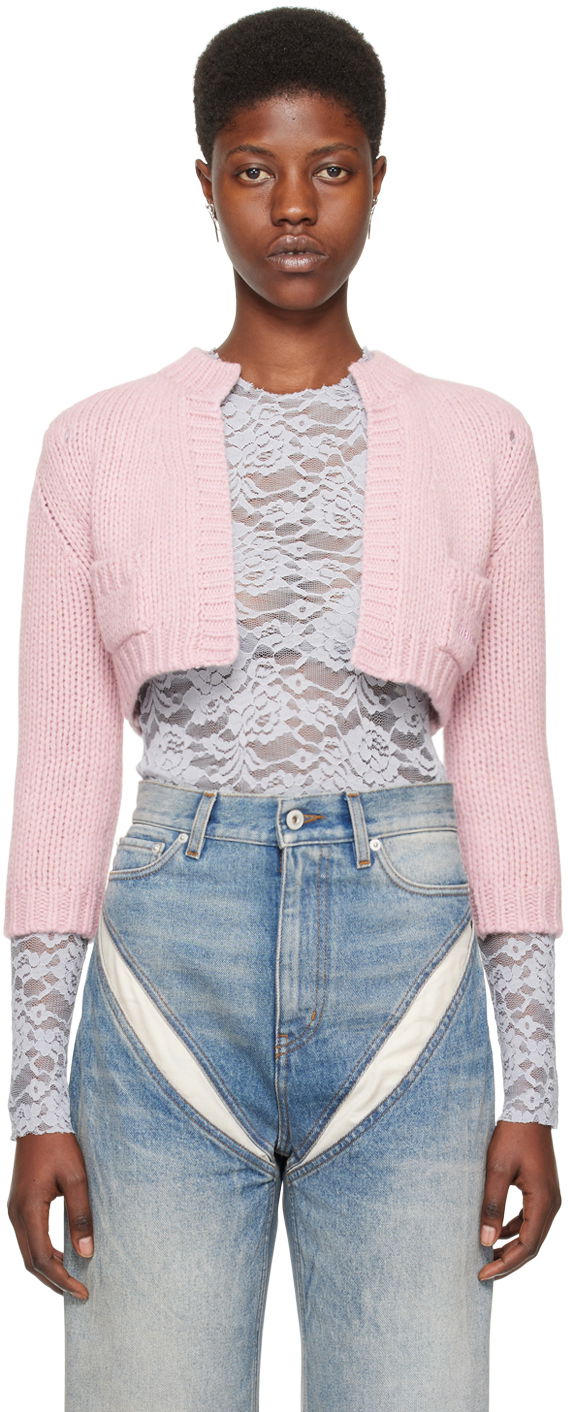 Pleteni pulover We11done We11done Cropped Cardigan Roza | WD-KC0-24-645-W-LP