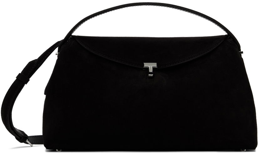 Torbica TOTEME TOTEME T-Lock Top Handle Suede Shoulder Bag Črna | 234-WAL961-LE0004