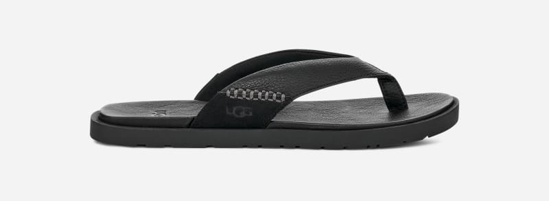 Superge in čevlji UGG Seaside II Leather Flip-Flops Črna | 1166610-BLK