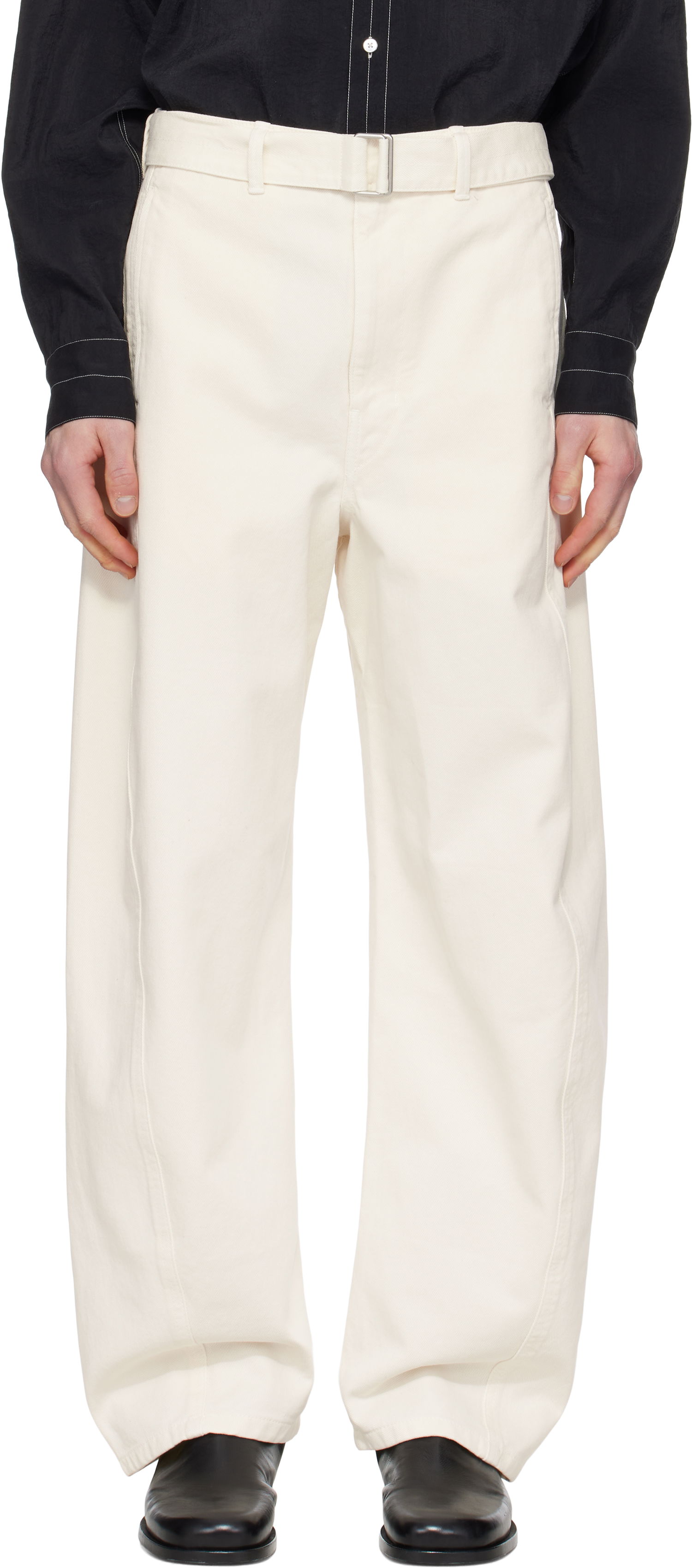 Hlače LEMAIRE Lemaire Twisted Belted Trousers Bela | PA326 LD1034, 0