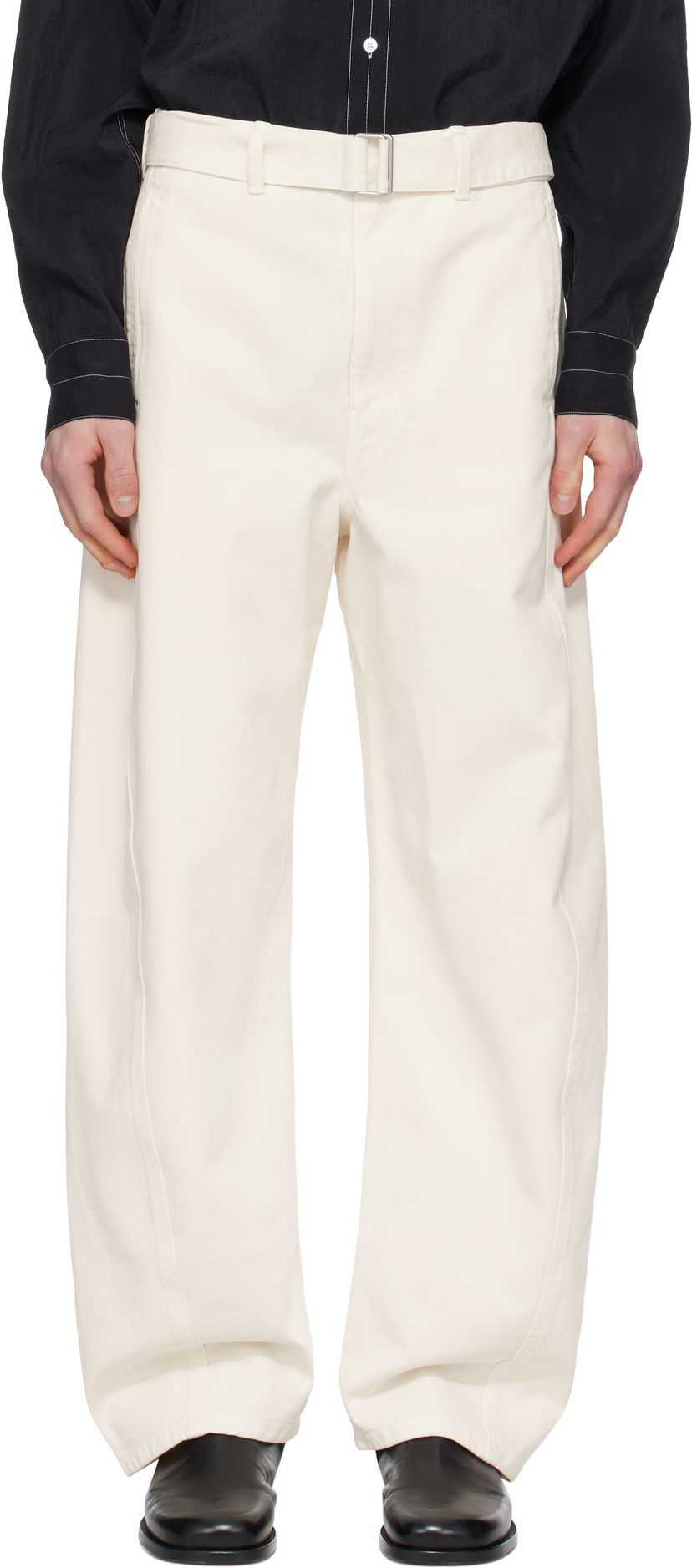 Hlače LEMAIRE Lemaire Twisted Belted Trousers Bela | PA326 LD1034