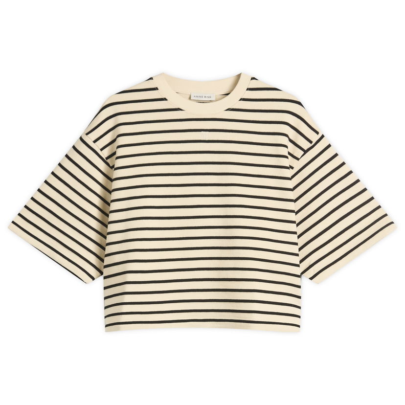 Krop-top Anine Bing Anine Bing Myers Cropped Striped Tee Bež | A-08-11431-MTL69