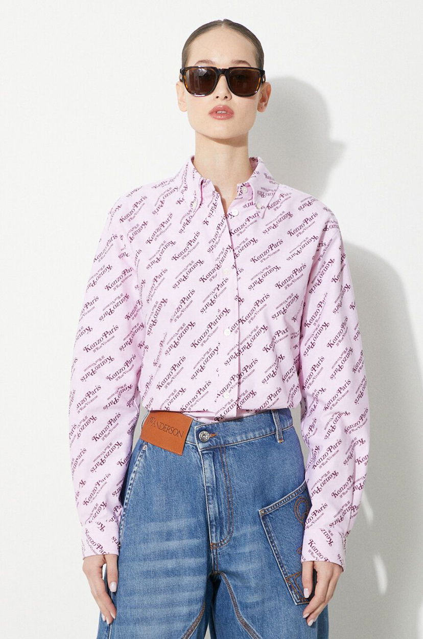Srajce KENZO Kenzo Printed Slim Fit Shirt Roza | FE52CH0879D2.30