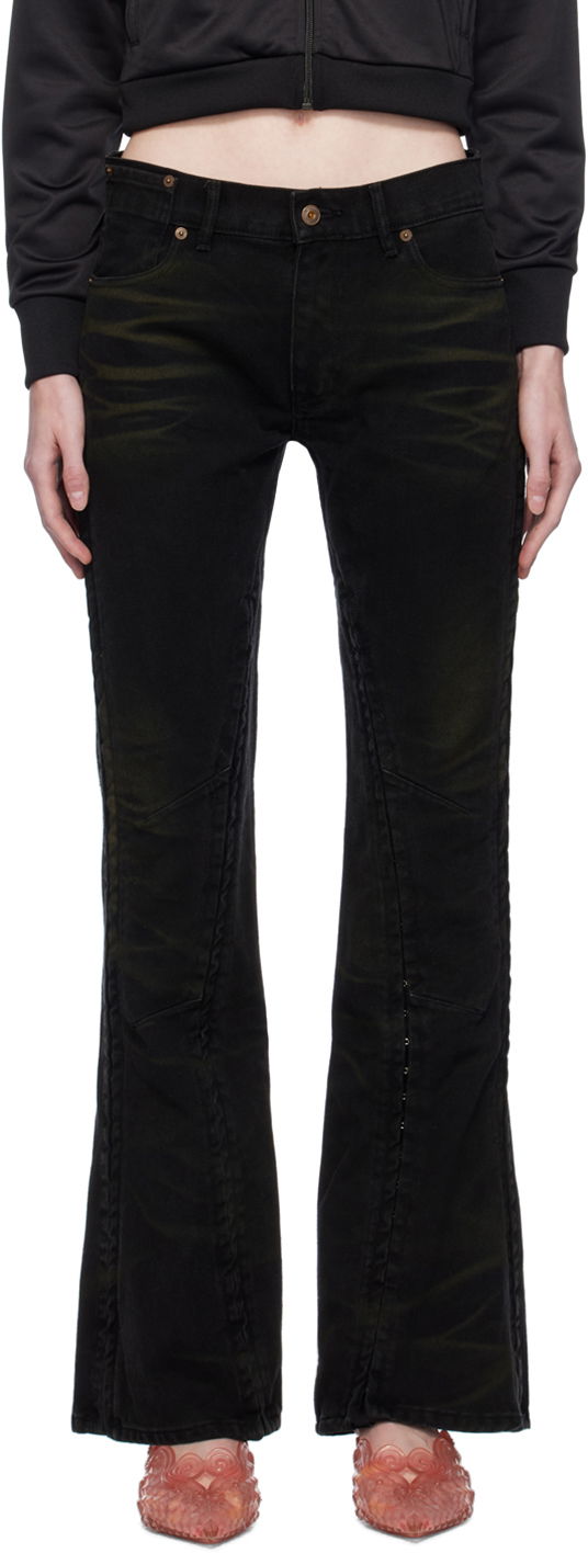 Kavbojke Y/PROJECT Black Hook and Eye Jeans Črna | WJEAN43-S25