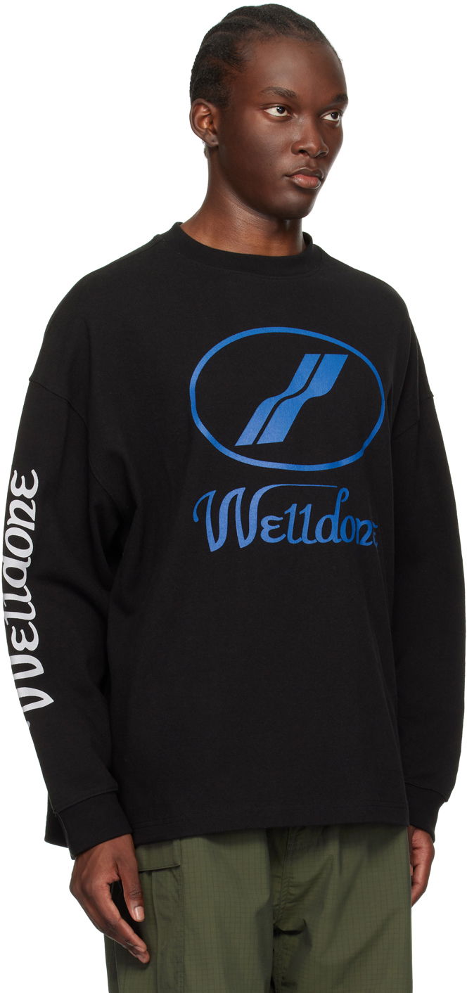Pulover We11done Long Sleeve Print T-Shirt Črna | WD-TP4-20-712-U-BK, 1