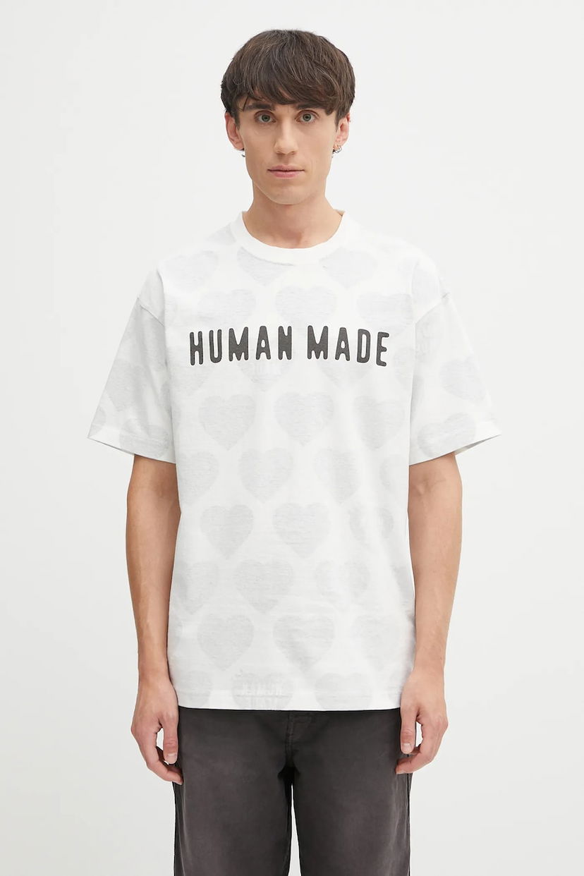 Majica Human Made Human Made Knitted Hearts Print T-Shirt Bela | HM29CS034