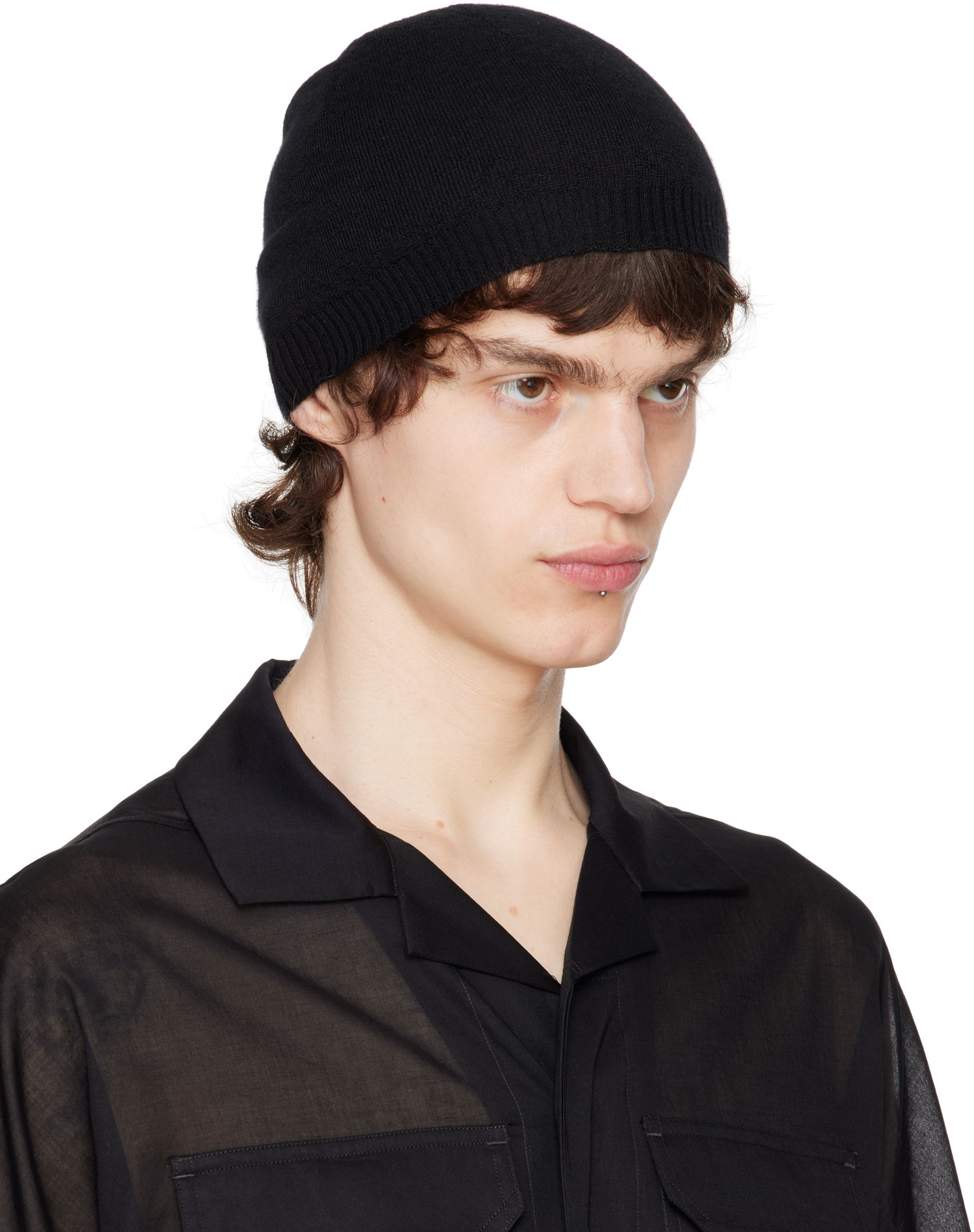 Beanie Rick Owens Rick Owens Hollywood Cashmere Beanie Črna | RU01E5495 WS, 1