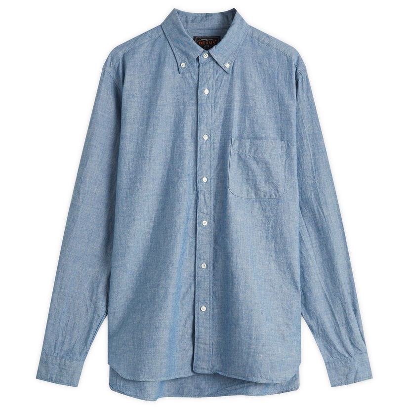 Srajce BEAMS Beams Plus Button Down Chambray Shirt, Size Small Modra | 3811-0246-139-70