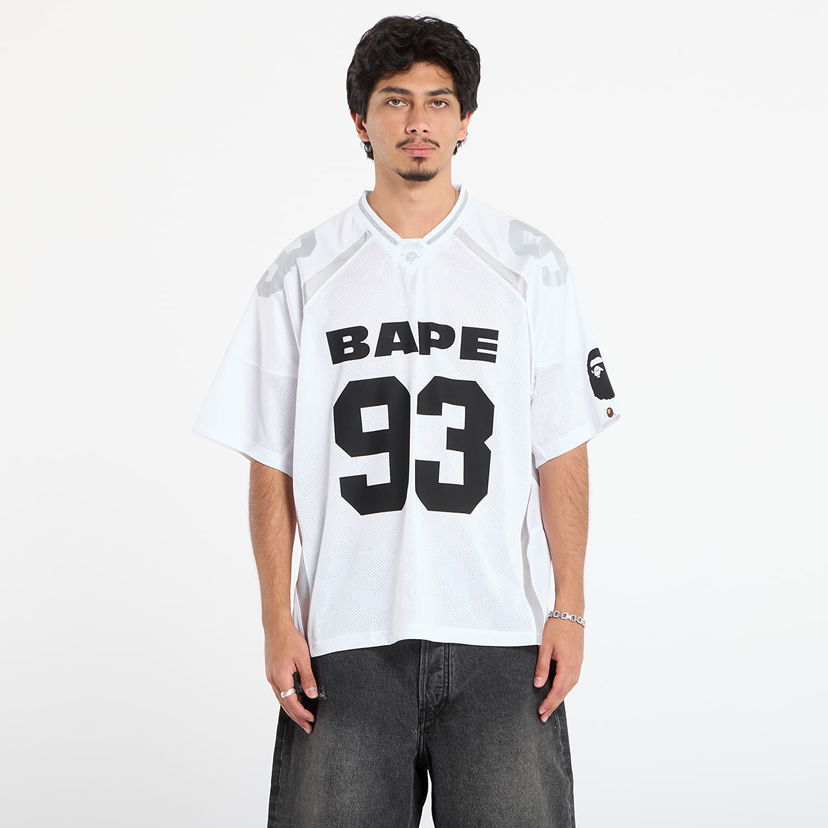 Dres BAPE Line Camo Jacquard Relaxed Fit Football Jersey Bela | 001CSL801312MWHT