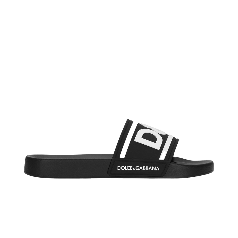 Superge in čevlji Dolce & Gabbana Beachwear Sliders DG Logo Black White Črna | CS2072AQ85889690