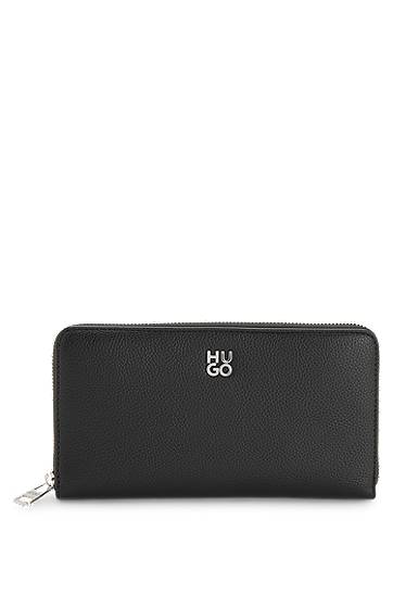 Denarnica BOSS HUGO Ziparound Faux Leather Wallet with Stacked Logo Črna | 50547912
