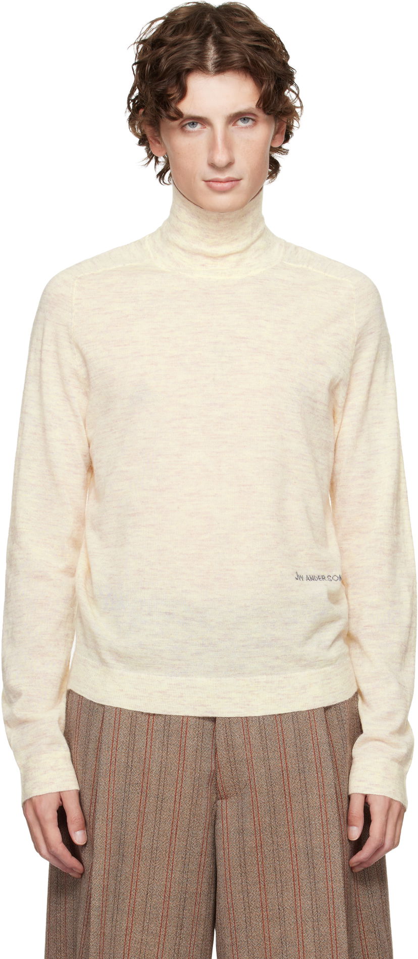 Pleteni pulover JW Anderson JW Anderson Logo Turtleneck Bež | KW1436-YN0444