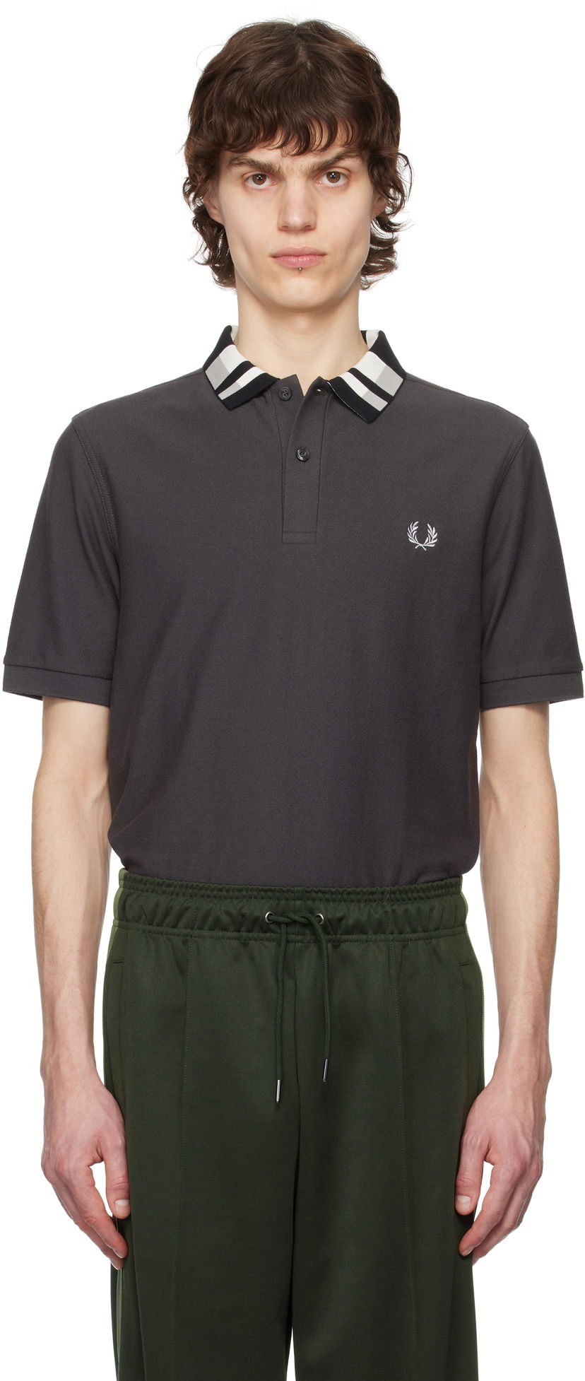 Polo majica Fred Perry Fred Perry Chequerboard Collar Polo Siva | M8688