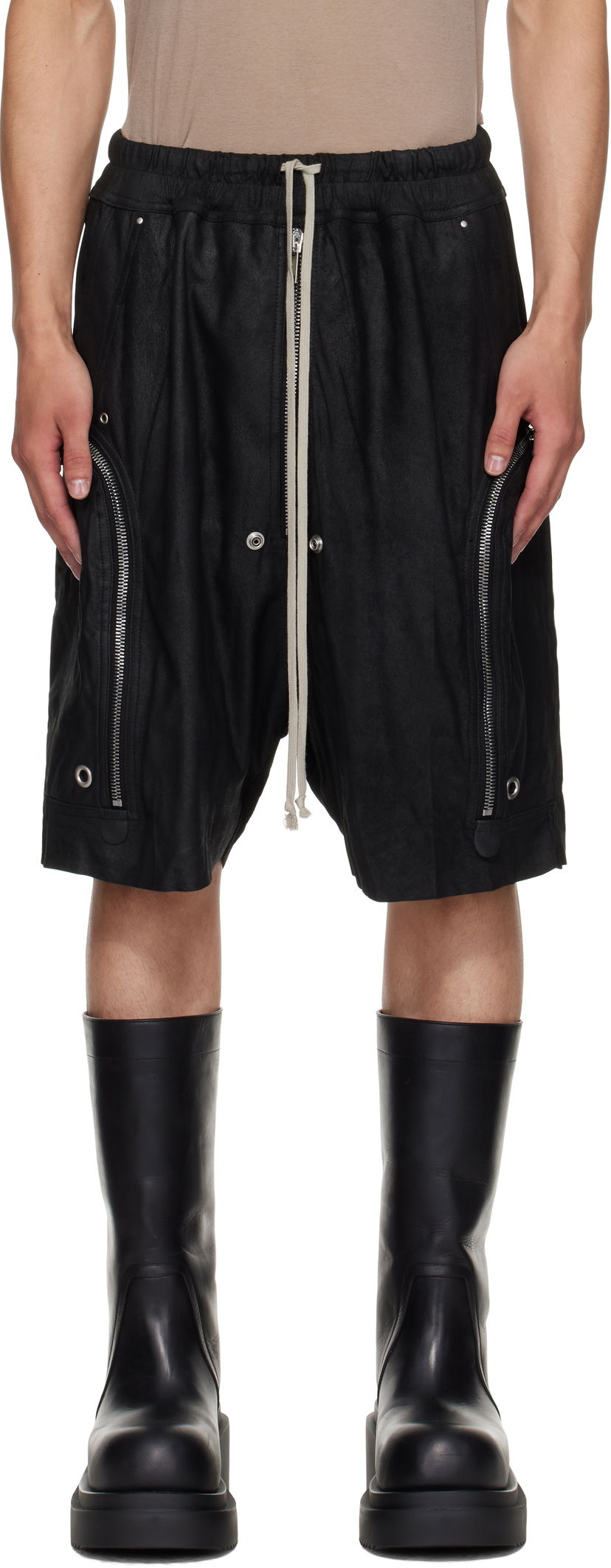 Kratke hlače Rick Owens Rick Owens Bauhaus Bela Leather Shorts Črna | RU02E1392 LBA