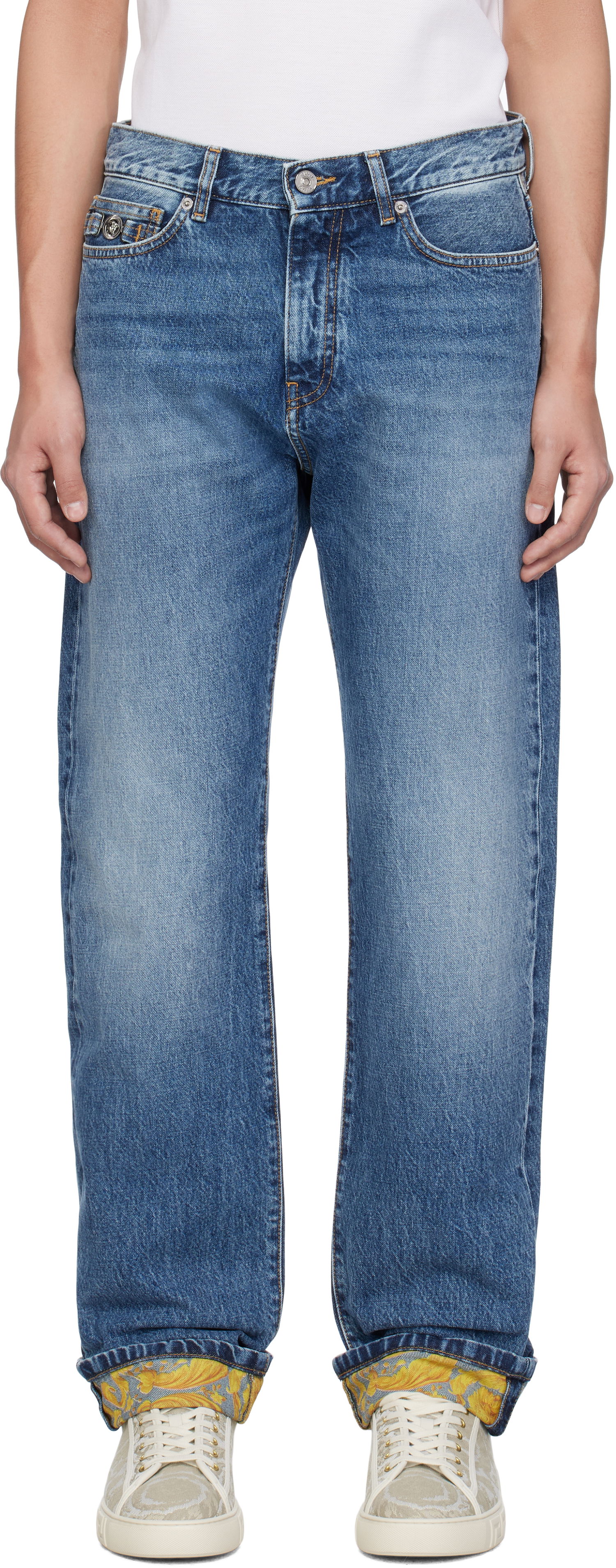 Kavbojke Versace Versace Stonewashed Cuffed Jeans Modra | 1018013_1A12886, 0