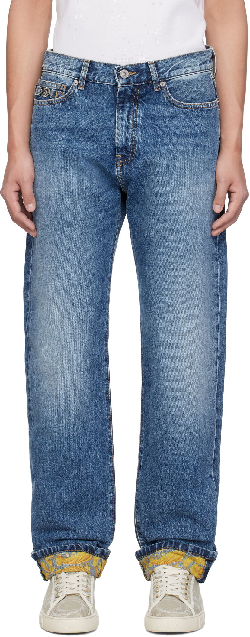 Kavbojke Versace Versace Stonewashed Cuffed Jeans Modra | 1018013_1A12886