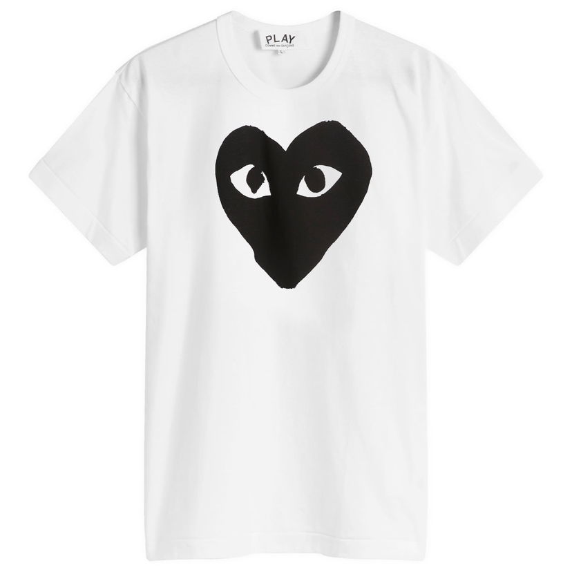 Majica Comme des Garçons Play Logo Heart Print T-Shirt - White / Black Bela | AX-T070-051-1