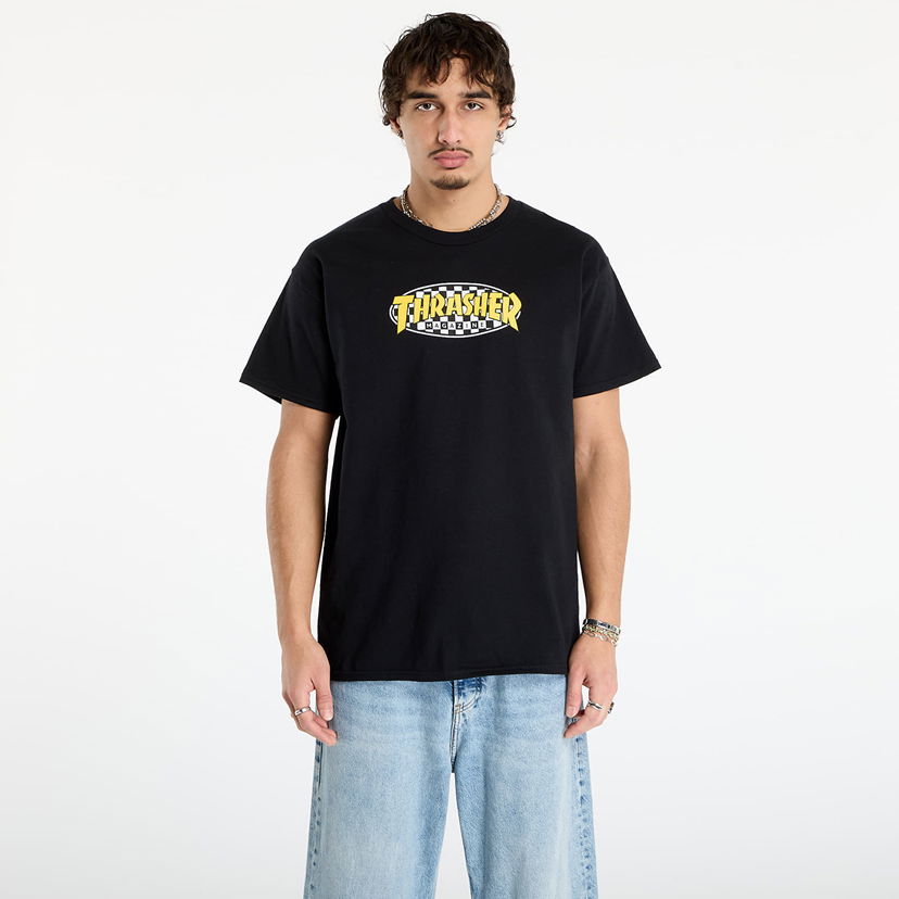 Majica Thrasher T-Shirt Thrasher Checkered Oval Črna | 145759