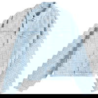 Blue Weave Pattern Trucker Jacket