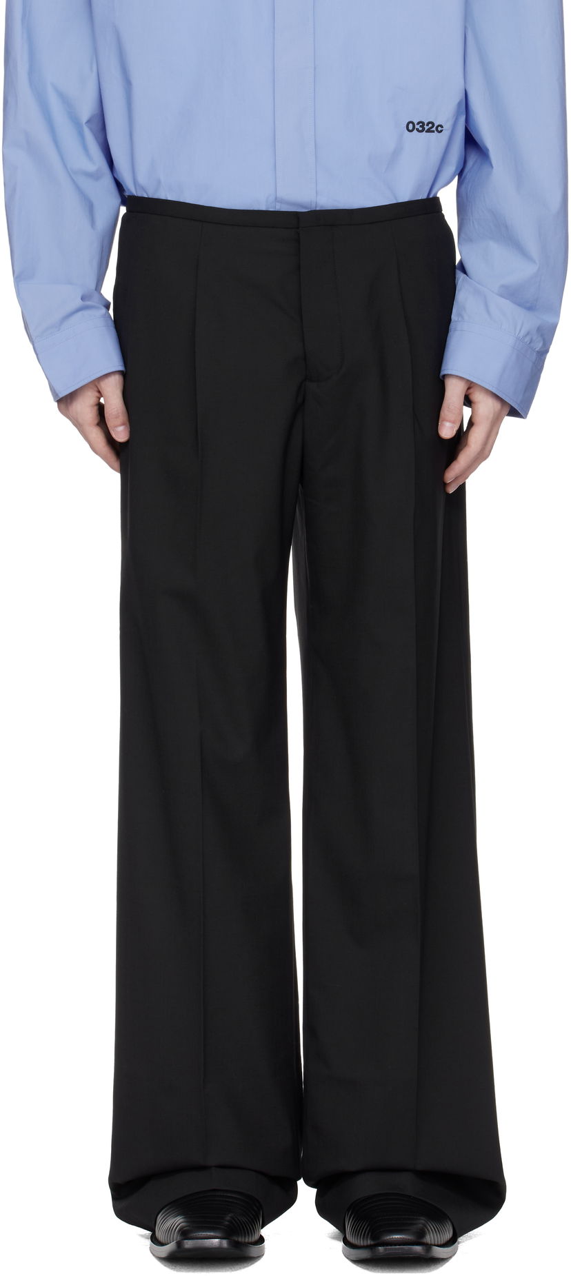 Hlače 032C 032c 'Office Attire' Wide Leg Suit Trousers Črna | S25-MRW-0903-000