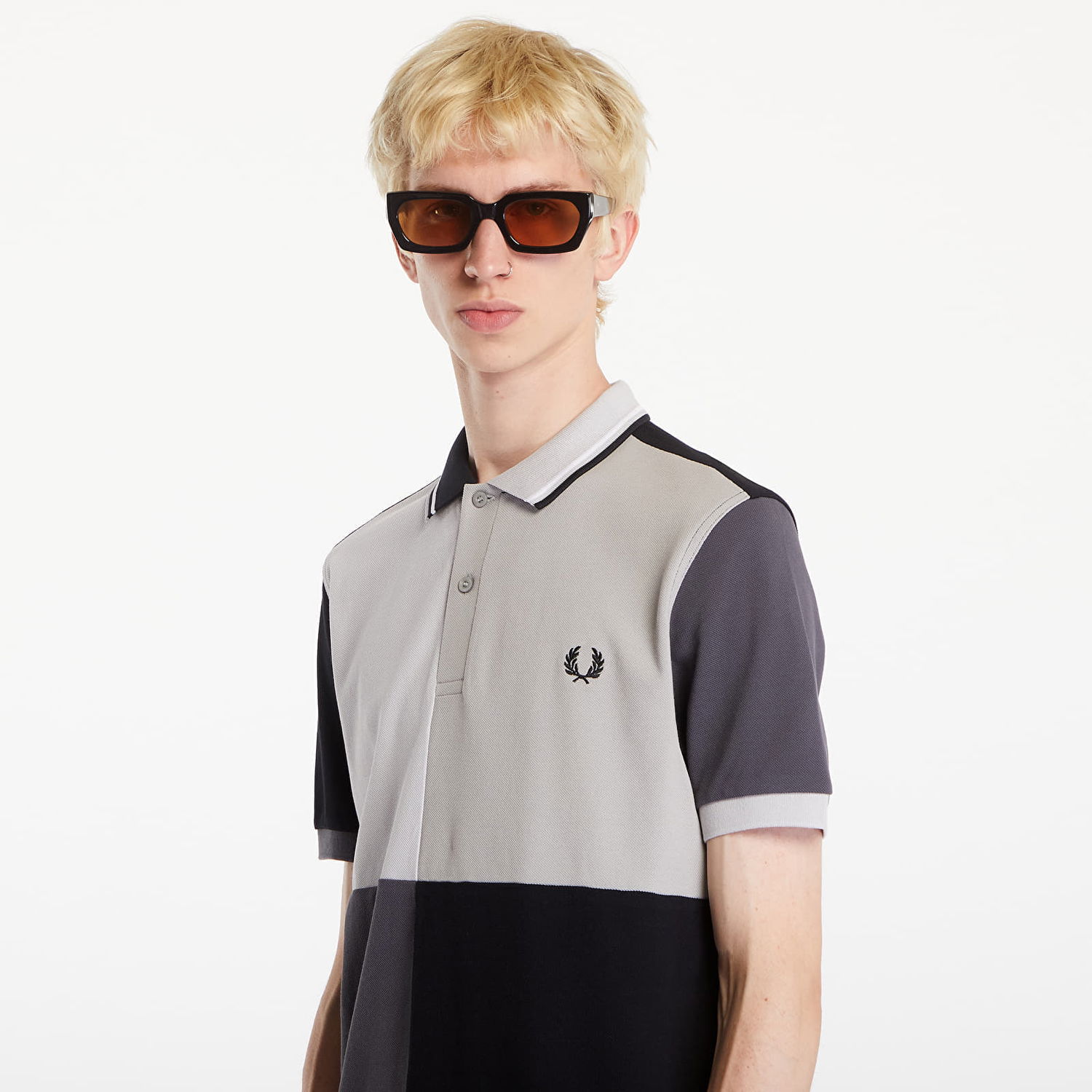 Polo majica Fred Perry Beams Grid Design Fp Polo T-Shirt Black Črna | SM7186 102, 1