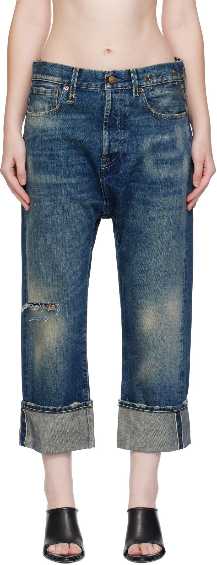 Kavbojke R13 R13 Cuffed Tailored Drop Cropped Jeans Modra | R13WD194-D341C