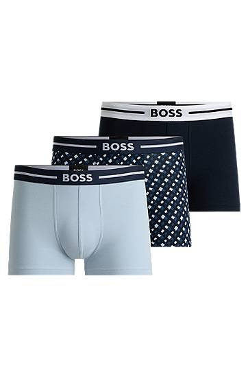 Boksarice BOSS BOSS Stretch Cotton Trunks, Three-Pack Modra | 50531694