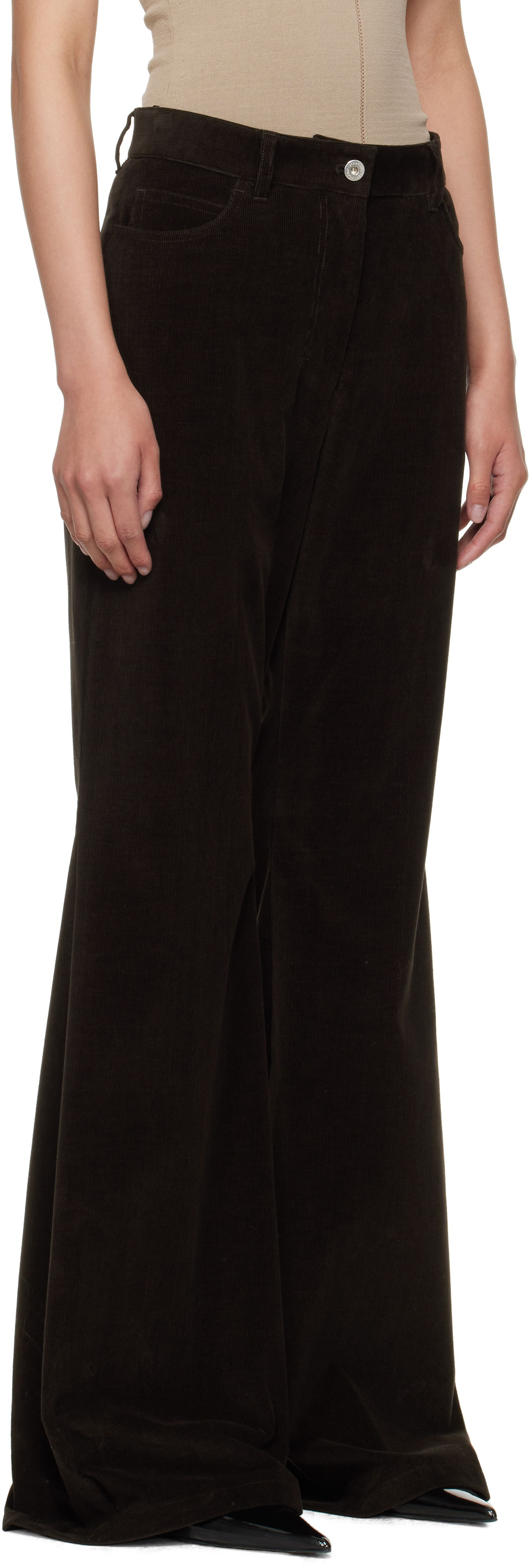 Hlače FERRAGAMO Ferragamo Flared Corduroy Trousers Rjava | 785197, 1