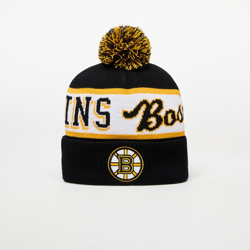 Beanie Mitchell & Ness NHL Block Sweep Pom Knit Boston Bruins Beanie Črna | HK8955-BBNBLCK