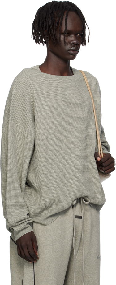 Pulover Fear of God Fear of God ESSENTIALS Waffle Long Sleeve Crewneck Sweatshirt Siva | 192SP256165F, 1