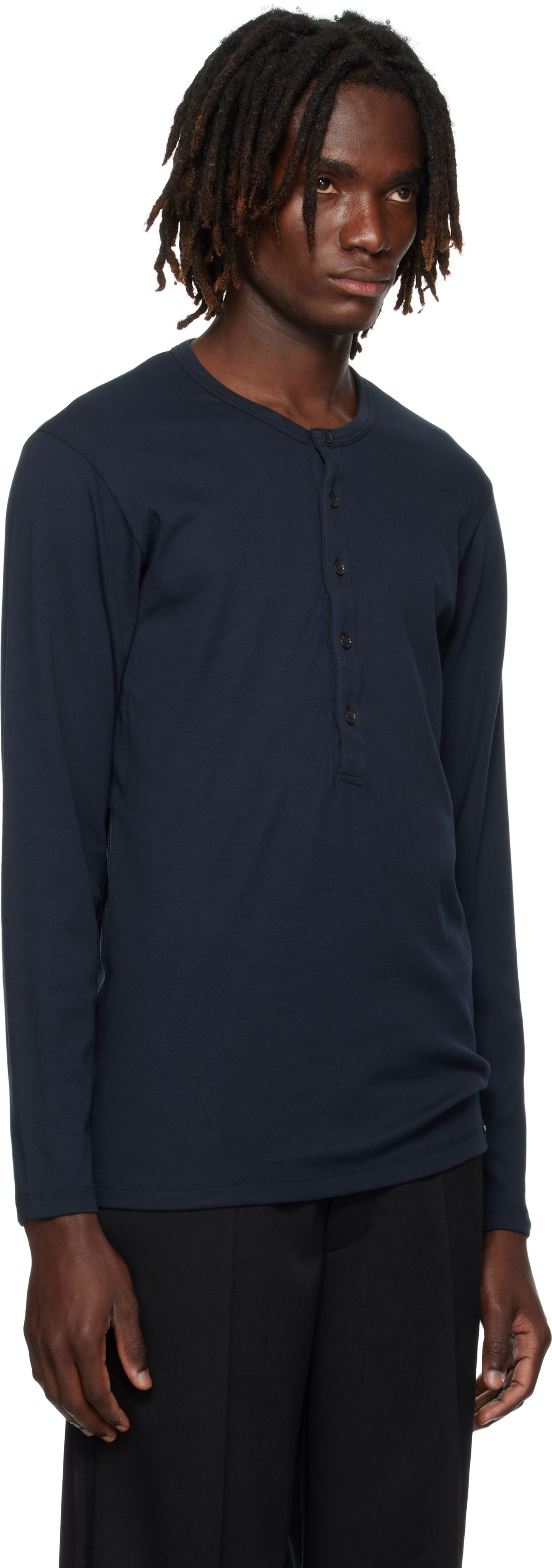 Majice in brezrokavniki Tom Ford TOM FORD Cotton Henley Mornarica | T4M151040, 1