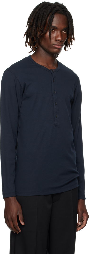 Majice in brezrokavniki Tom Ford TOM FORD Cotton Henley Mornarica | T4M151040, 1