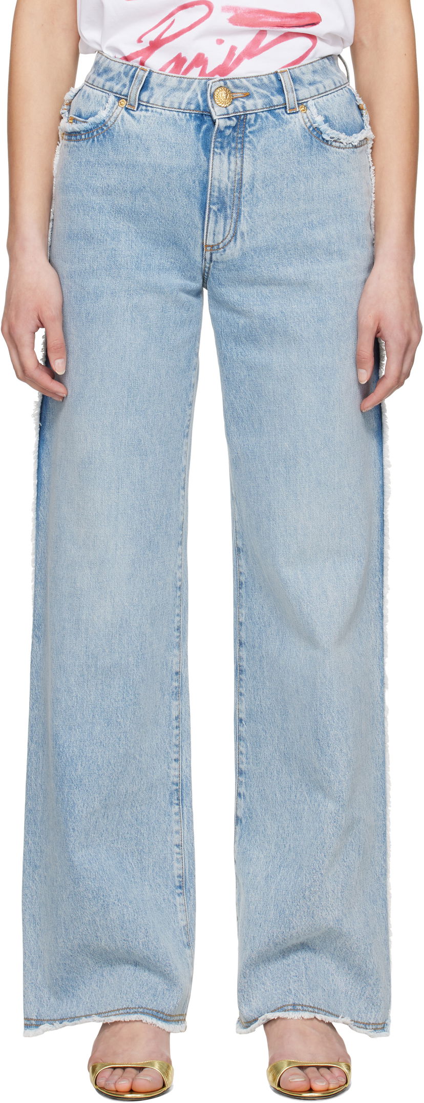 Kavbojke Balmain Balmain Straight-Leg Jeans Modra | EF0MI050DF75