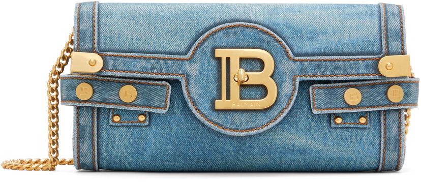 Torba za čez ramo Balmain Denim Crossbody Pouch Bag Modra | EN1LE596TDEN
