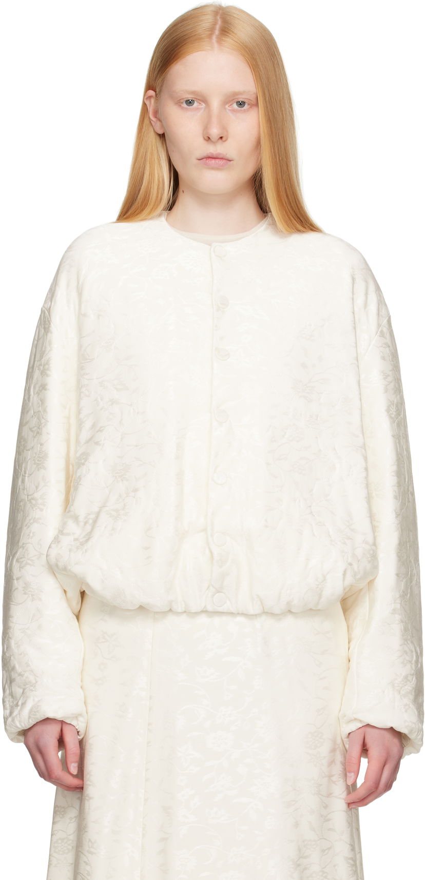 Jakna Jil Sander Jil Sander Jacquard Bomber Jacket Bela | J03BN0186_J20300