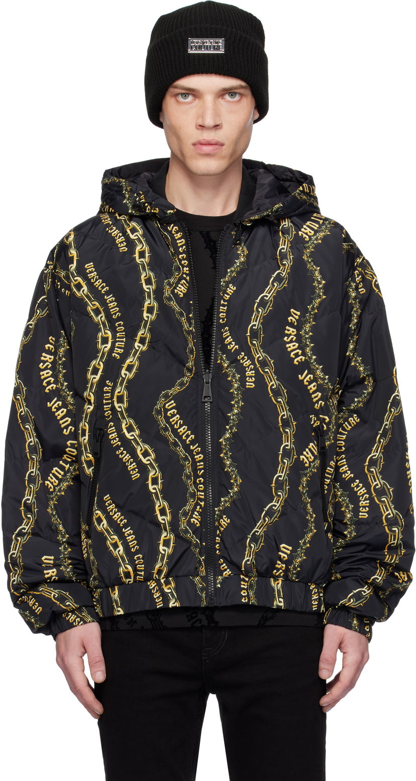 Puhovka Versace Chain Couture Reversible Puffer Jacket Črna | E77GAUD17_ECQD56