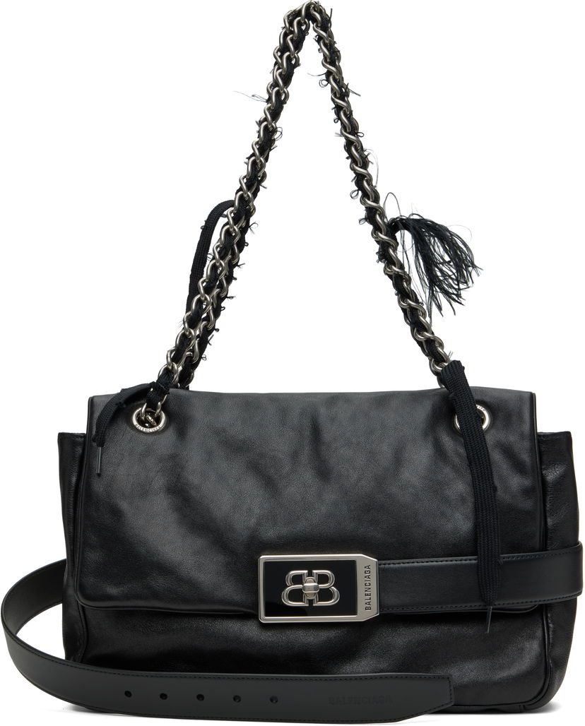 Torba za čez ramo Balenciaga Balenciaga Modu Flap Medium Chain Bag Črna | 811781 2ABIV