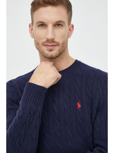 Pleteni pulover Polo by Ralph Lauren Jersey Pullover Mornarica | 710876762002