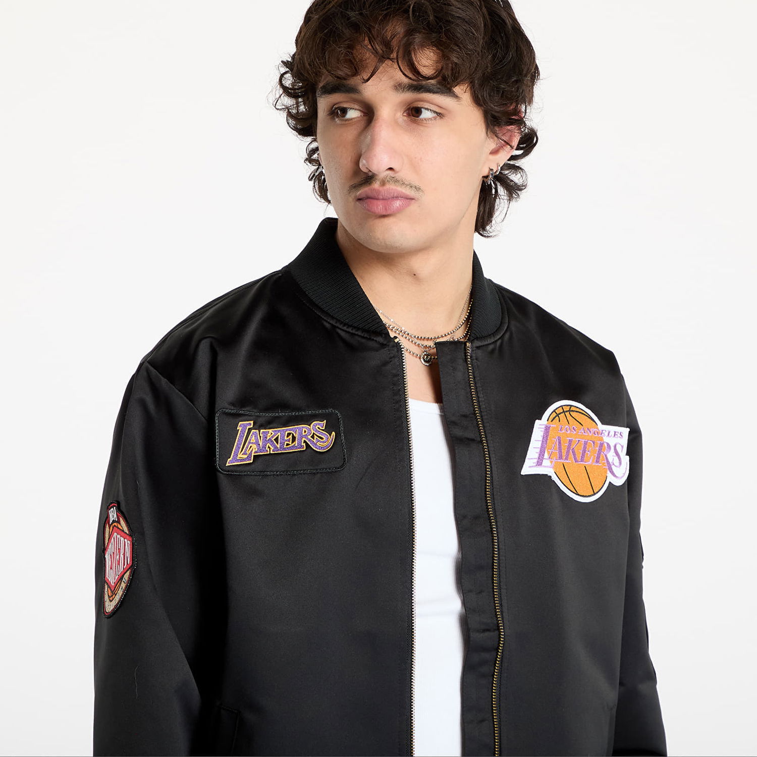 Bomber jakna Mitchell & Ness Team Leader Satin Bomber Jacket Črna | JK8095-LALBLCK, 1