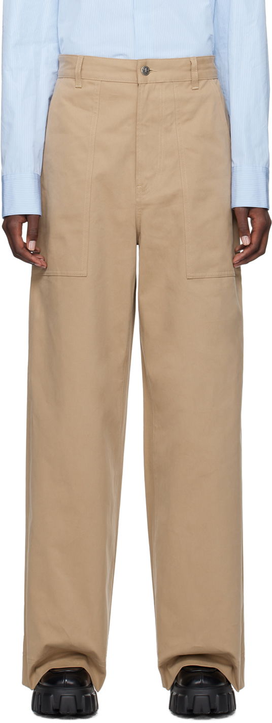 Hlače Moncler Straight Leg Trousers Bež | J20932A0001659803