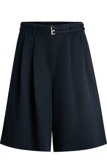 Kratke hlače BOSS Wide Leg Belted Culottes Mornarica | 50537809