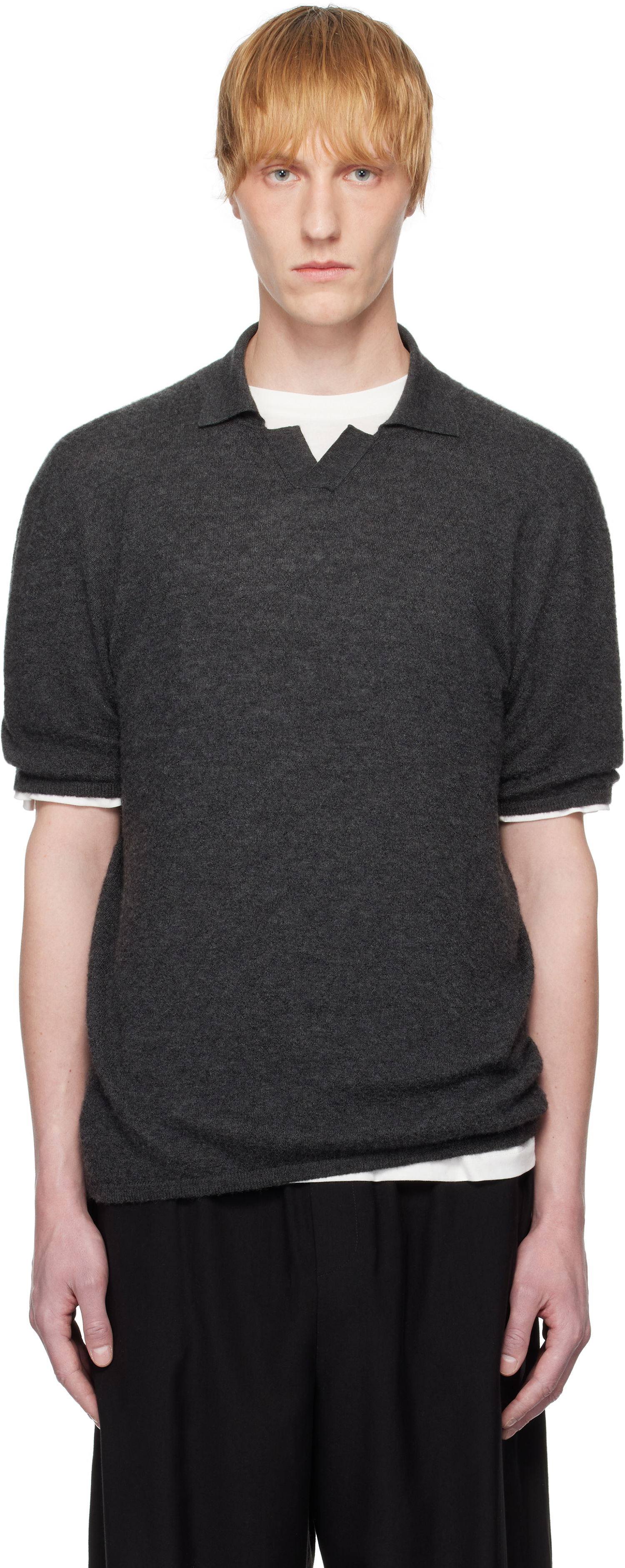 Pleteni pulover The Row The Row Isao Knit Polo Siva | 947-Y498, 0