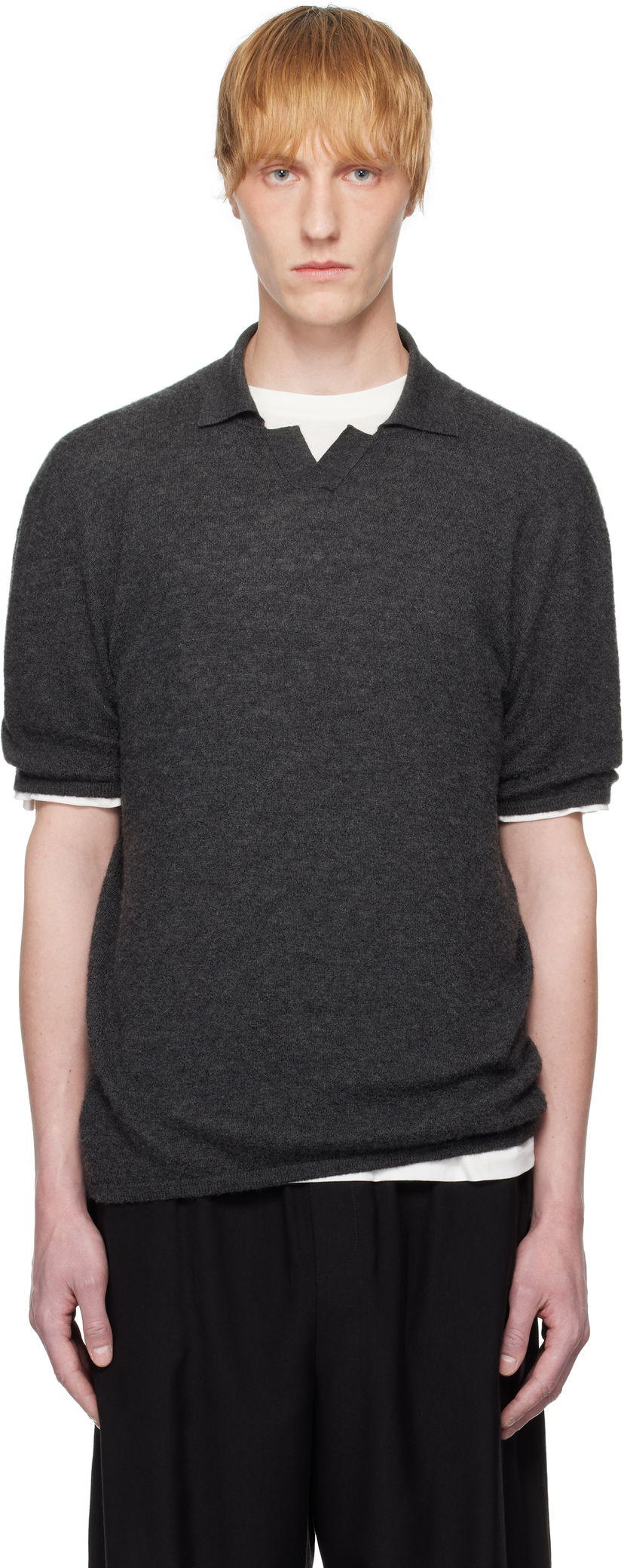 Pleteni pulover The Row The Row Isao Knit Polo Siva | 947-Y498