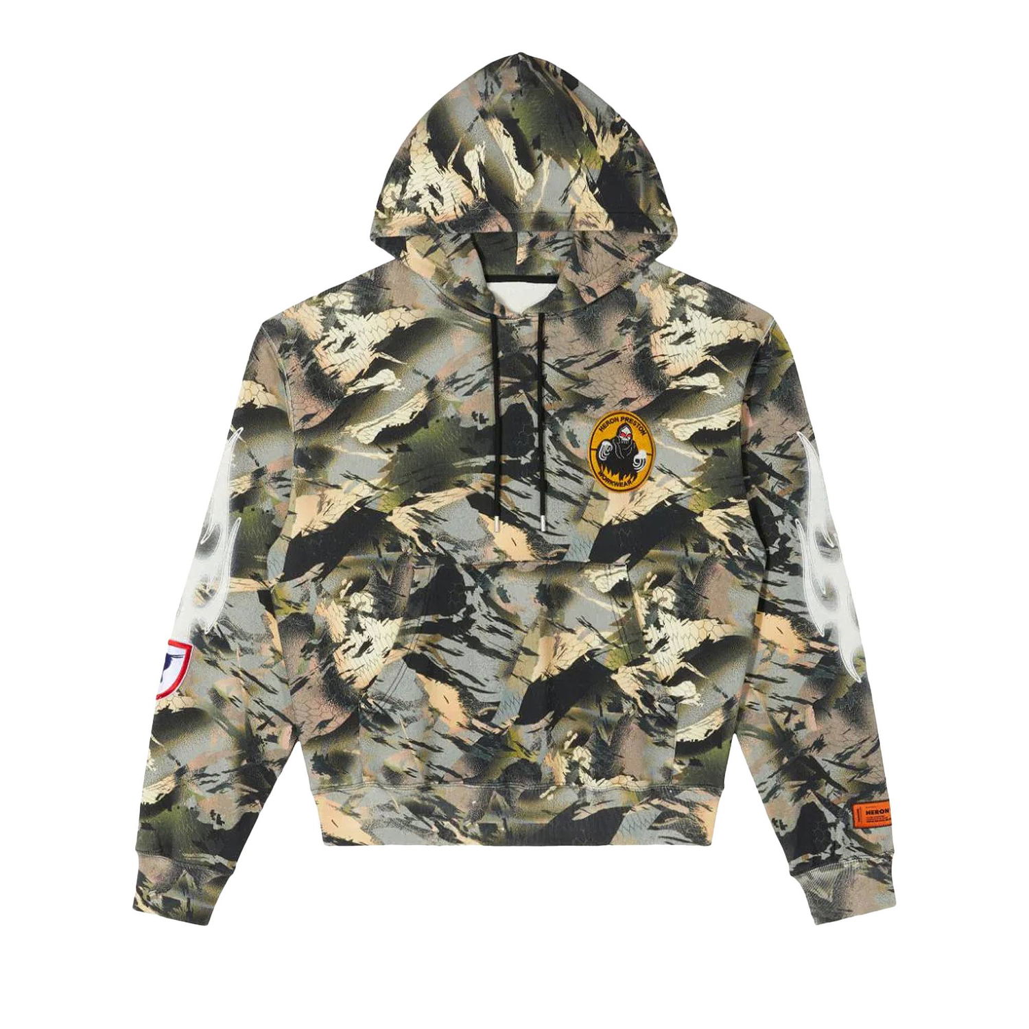 Pulover HERON PRESTON Camo Flaming Hoodie Zelena | HMBB017S22JER0025901, 1