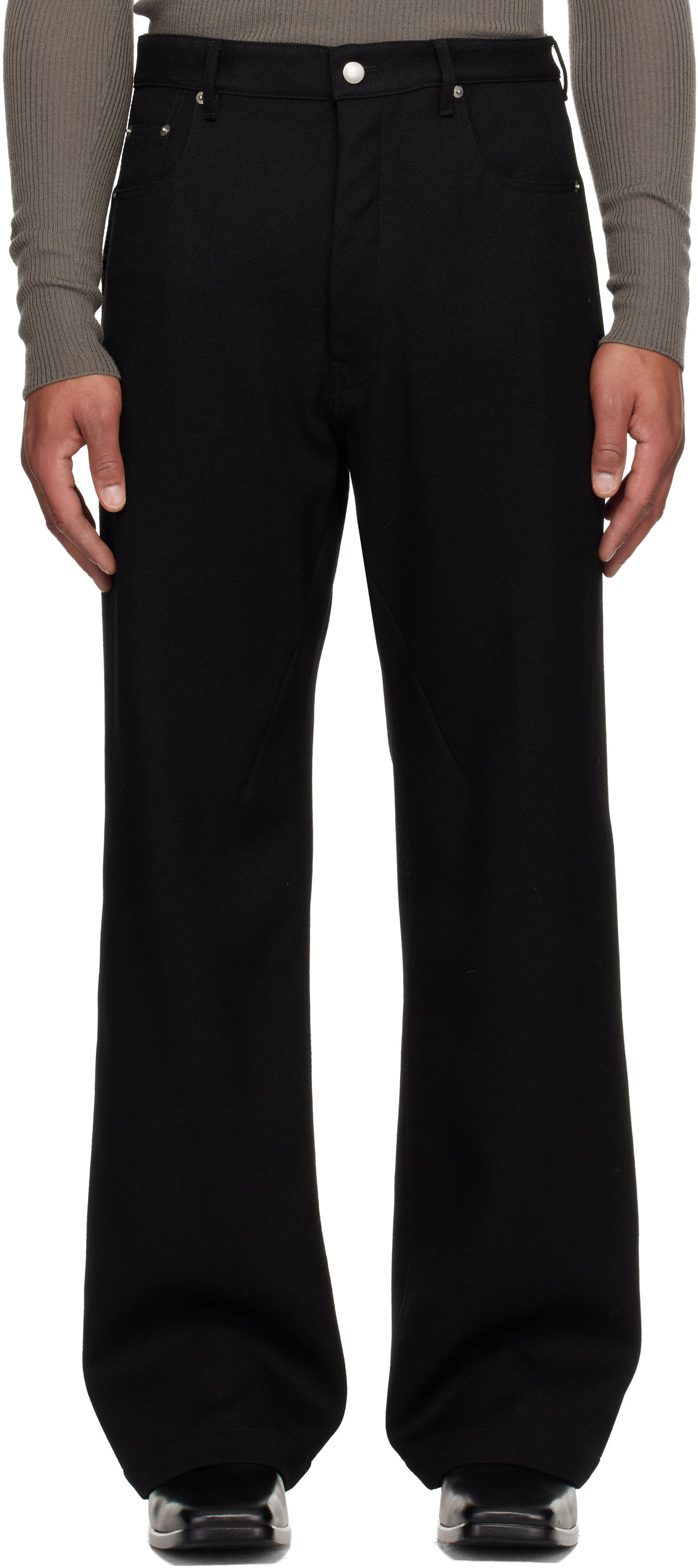 Hlače Rick Owens Concordians Geth Wide-leg Twill Trousers Črna | RU02E1333 WD, 0